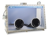 Химически стойкий экономичный перчаточный бокс VBOX CHEM 750 ECO с вытяжкой и большой боковой дверцей